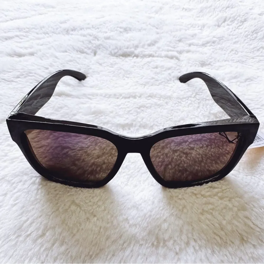 Cedric Black w/ Blue Lenses Mirrored Sunglasses